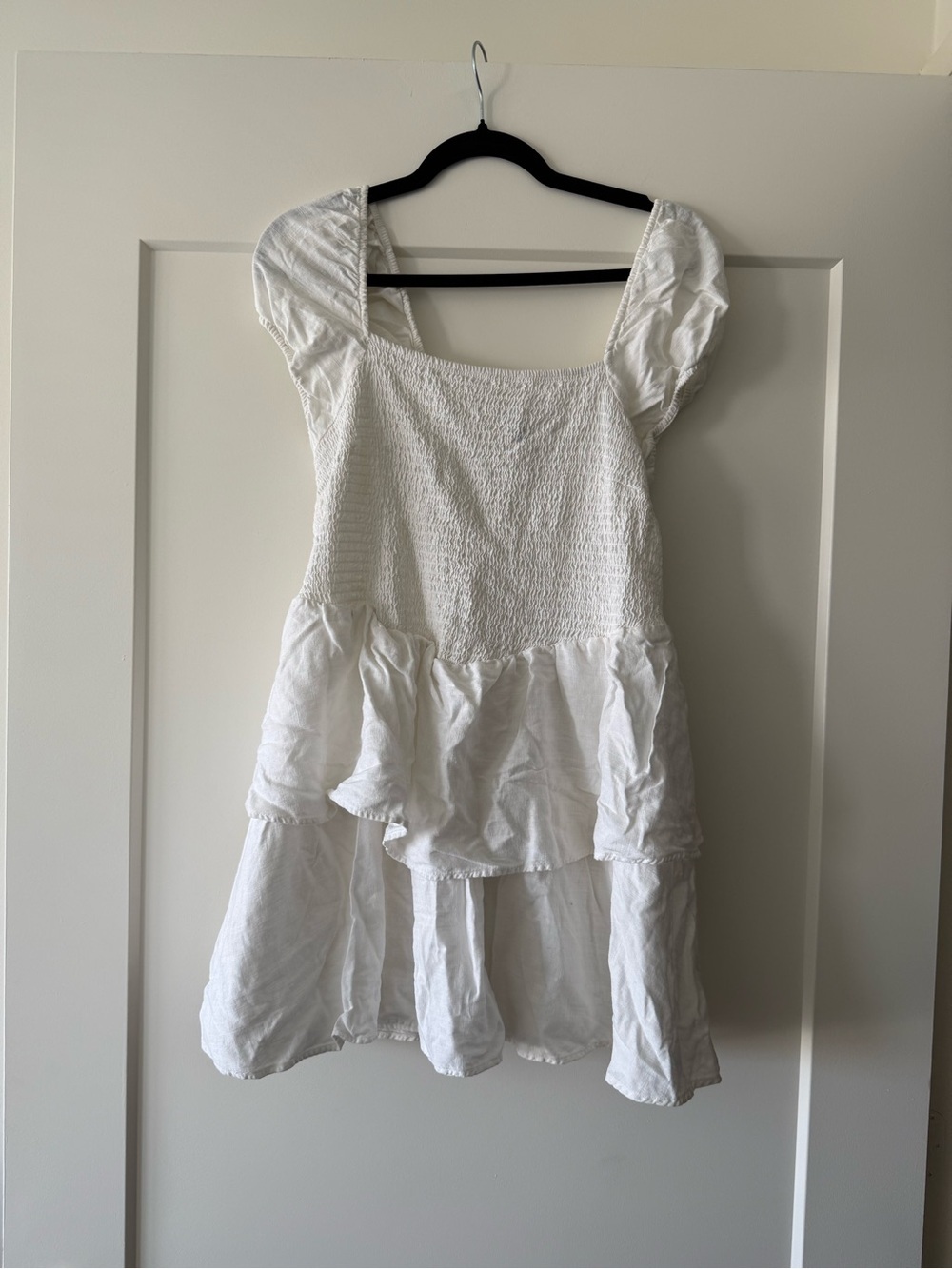 H&M White Ruffled Hem Dress